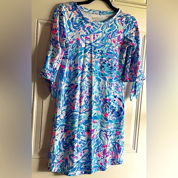 NWOT Lilly Pulitzer Preston Dress With Tie Sleeves In Breakaway TWave Party - Picture 2 of 15